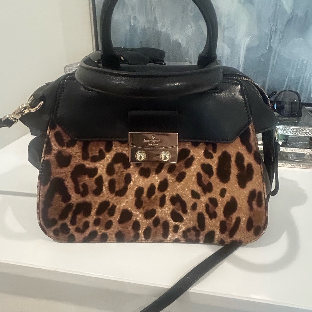 Kate Spade Black and Tan Leopard Satchel